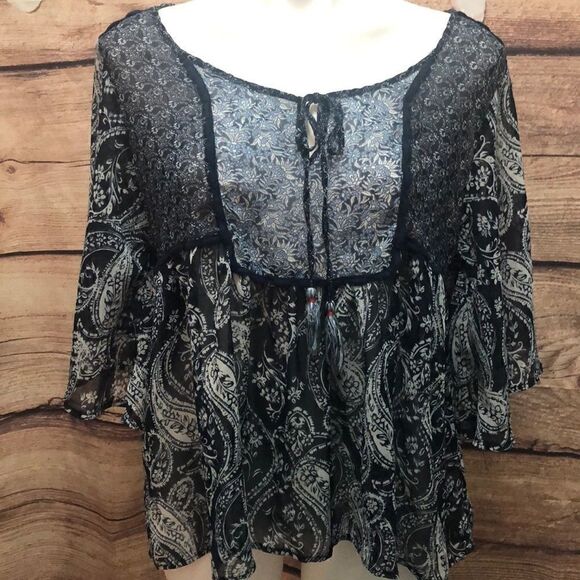 Knox Rose blue & white peasant blouse - Picture 1 of 6